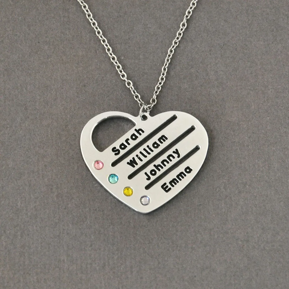Buy Personalized Birthstones Necklace ,Heart Name