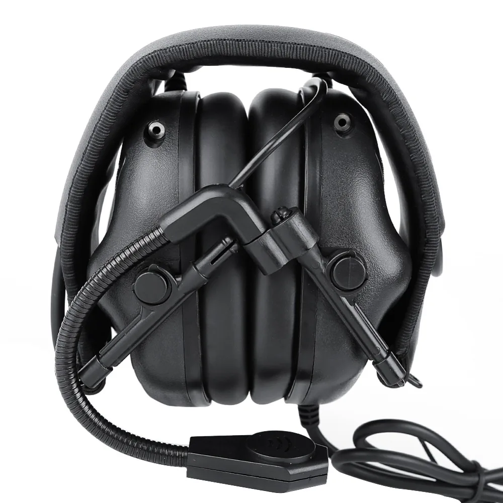

Wired Headphone Adjustable Battery Operated Headset Hunting Shooting Accessories with Detachable Microphone