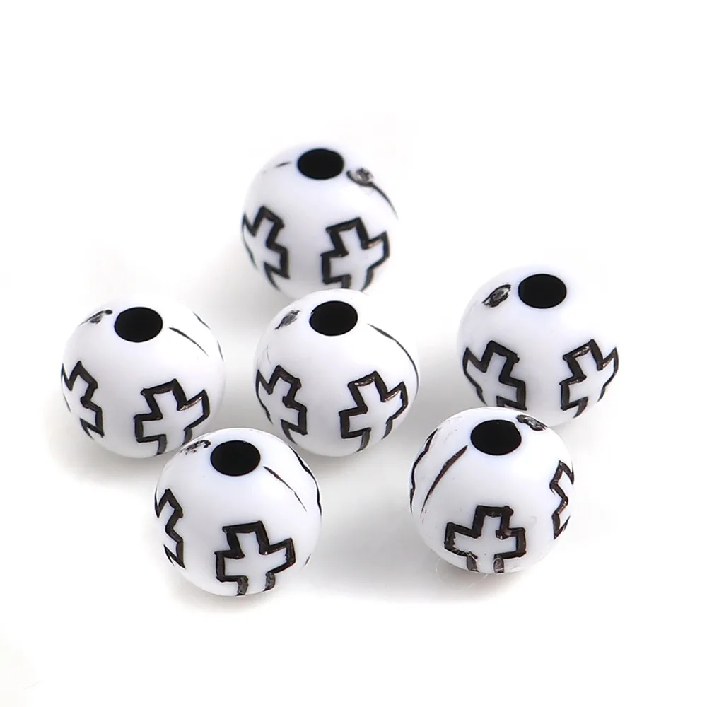 DoreenBeads круглые акриловые бусины яркие белые ювелирные изделия с узором в виде