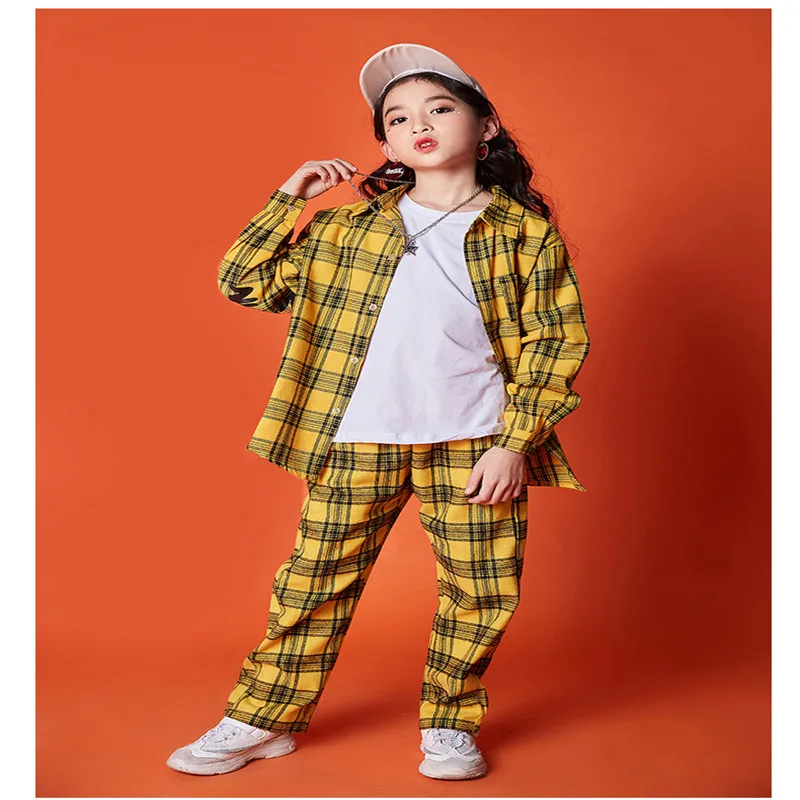 

Spring girls clothes set 8 10 12 14 16 Years Long Sleeve Hop hop loose plaid shirts casual pants costume kids kids clothes boys