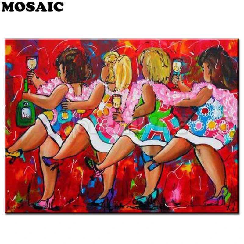 NEw Diamond Painting Full Square/Round Daimond Abstract Dancing Drinking Lady Mosaic Rhinestone Embroidery Stitch | Дом и сад