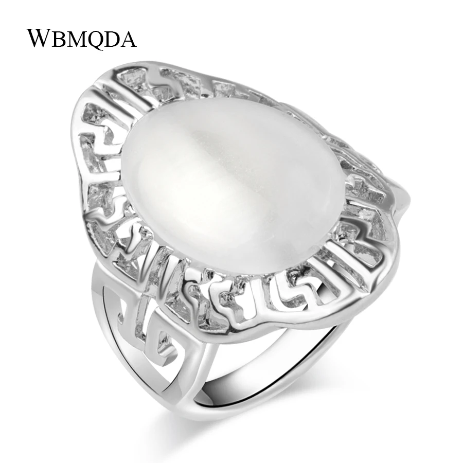 Винтажное кольцо с белым опалом и камнем, серебряные обручальные кольца для женщин, модные минималистичные ювелирные изделия