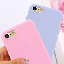 Ultra-fino caramelo Color carcasa para iPhone 6 6S Plus silicona blanda de TPU volver funda para el iPhone 7 8 Plus X 5 5S teléfono casos Capa