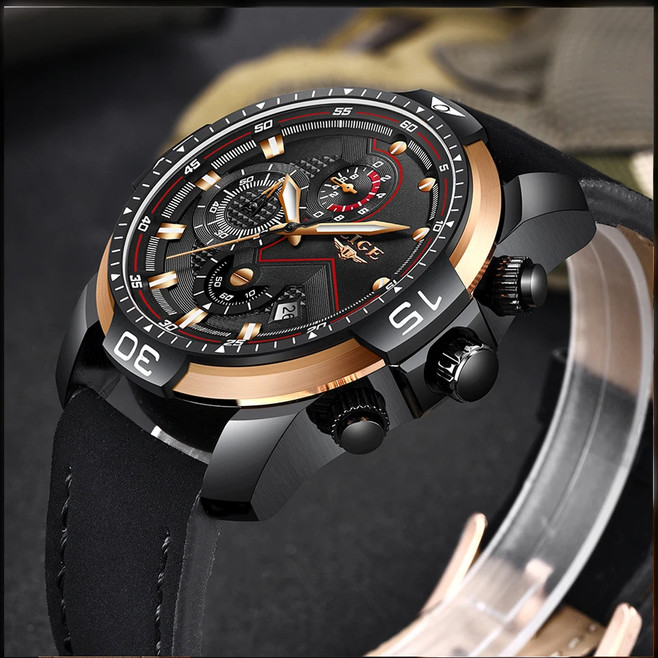 LIGE мужские s часы Топ бренд класса люкс военные спортивные часы мужские кожаные водонепроницаемые наручные аналоговые кварцевые часы Relogio Masculino