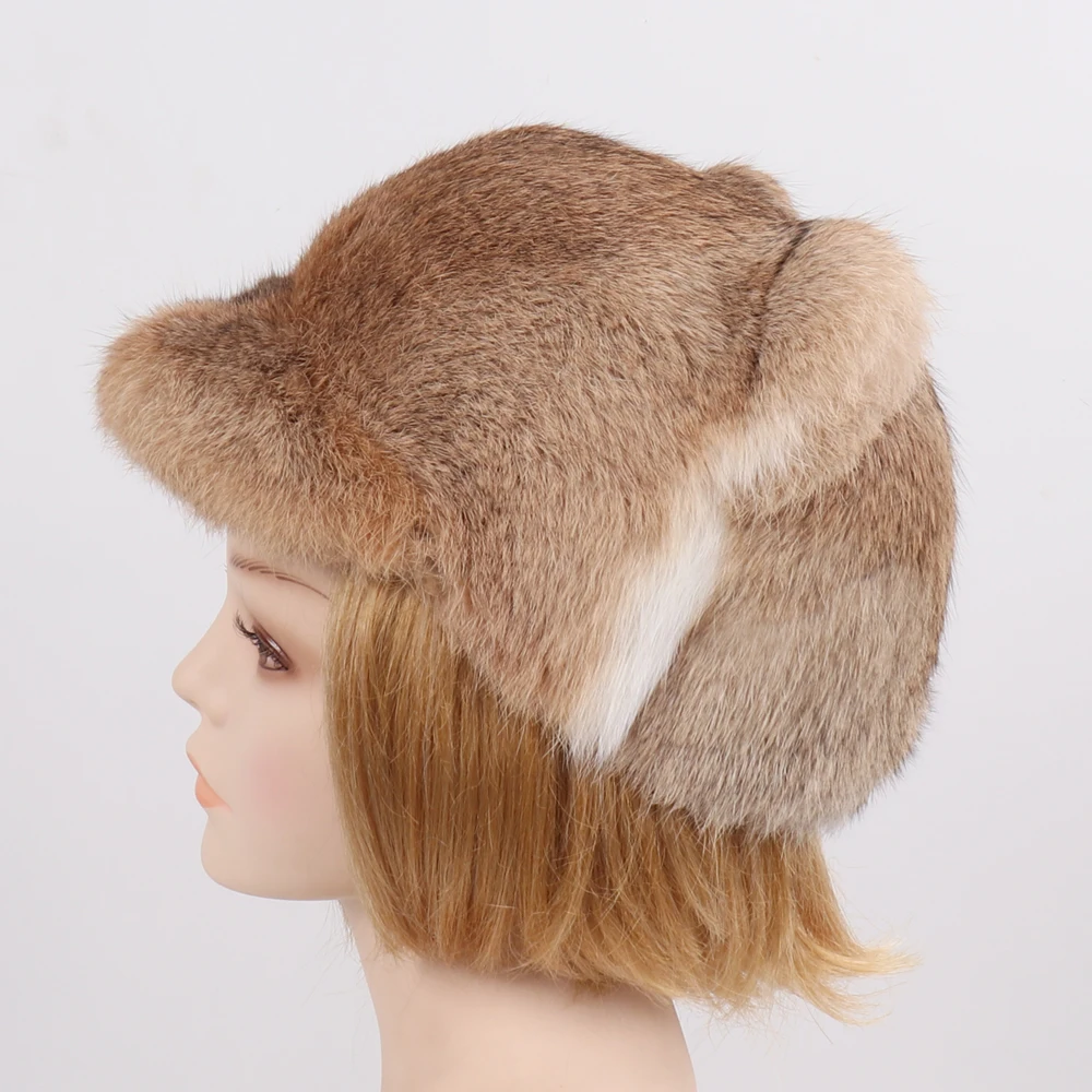Новые милые шапки из натурального кроличьего меха для девочек, Зимняя женская теплая меховая шапка из натурального кролика, шапки из натурального меха, опт и розница