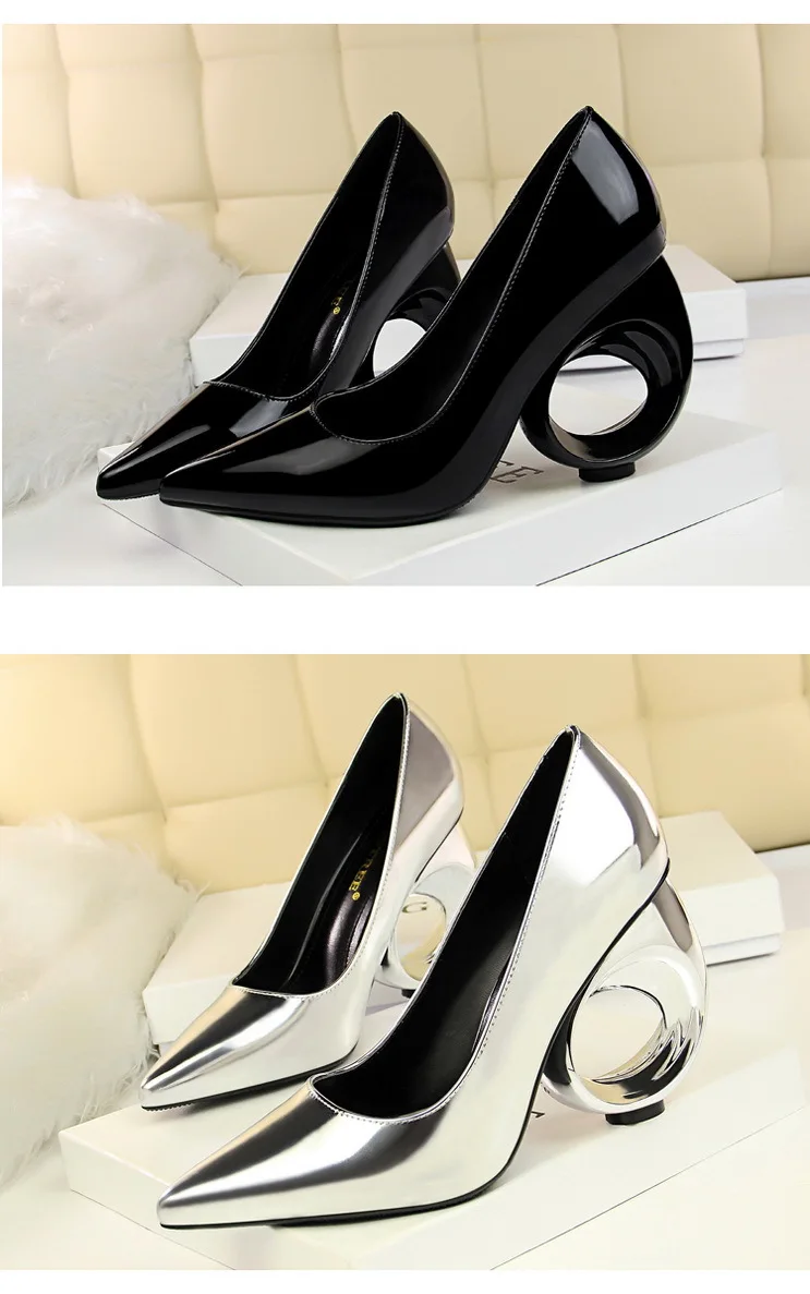 LTARTA/Модная пикантная обувь для ночного клуба; туфли на высоком каблуке с металлическими вырезами; туфли с острым закрытым носком на высоком каблуке DS-600-2