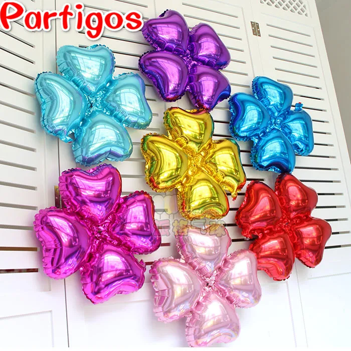 

50pcs/lot 4 petals 18inch aluminum foil balloons four leaf clover baloes building column arch for wedding decor globos