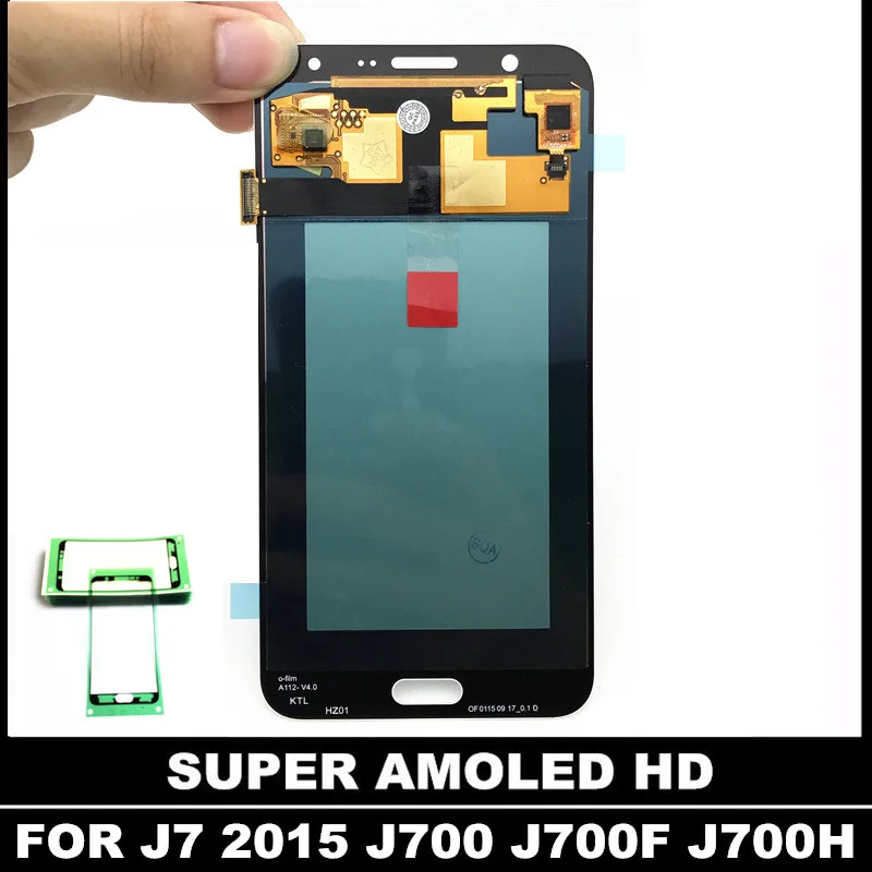 Super AMOLED lcd для samsung Galaxy J7 J700 J700F J700H J700M lcd S дисплей кодирующий преобразователь сенсорного экрана в сборе с наклейкой