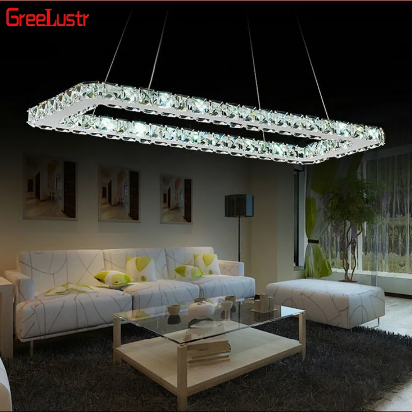 Luxurious Silver Square Crystal LED K9 Crystal Pendant
