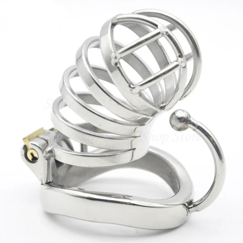 304 Stainless Steel Male Chastity Devices,Long Cock Cage with Base Arc Ring,Penis Lock,Chastity Belt,BDSM Sex Toys For Men