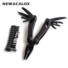 NEWACALOX 24 in 1 Multi Plier Survival Multifunction Stainless Steel Portable Screwdriver kit Set Pocket Hand Tool Knife Folding