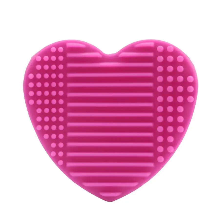Силиконовые чистящие кисти для макияжа в форме сердца, щетка для мытья, силиконовая перчатка, скрубберная доска, косметические очищающие средства для кистей для макияжа# JD - Handle Color: Hot Pink