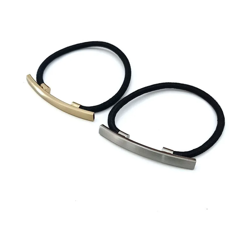 

Ubuhle 1PC Simple Lovely Hair Bands For Girls Handmade Gold Silver Metal Bow Headband Scrunchy Hair Accessories For Womens
