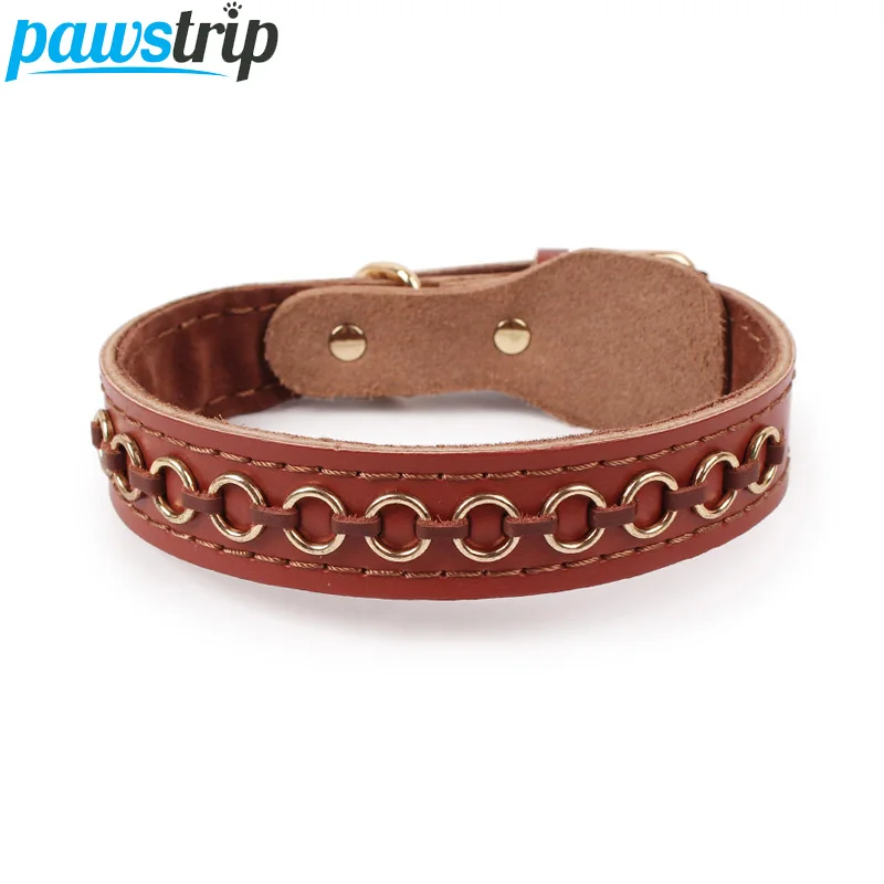 3 Size Cow Leather Dog Collar Lead Circle Spiked Pet Dog Collar For Large Dogs 2.5/3.0/3.5cm
