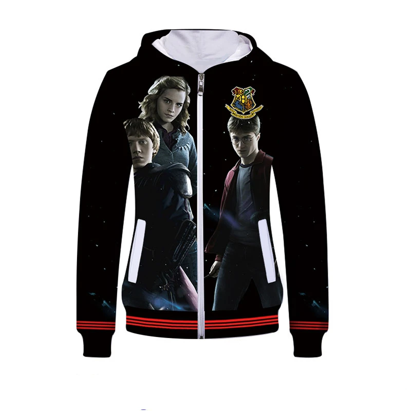 Харри Поттер черный 3D принт Толстовка флисовые толстовки пуловер свободные уличная косплэй костюм куртки для подростков пальто Топы