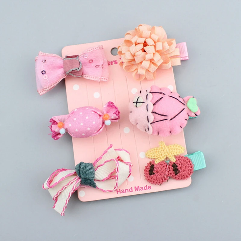 6Pcs/set Girls Lovely Cartoon Hairclip Bow Hairpi Cute Girls Hair Clip 4 Styles 2cm-6cmn Hair Accessories