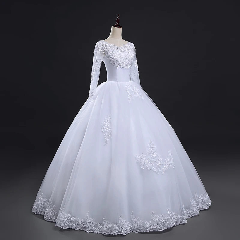 Fansmile/Новое поступление года; Robe De Mariage; кружевное бальное платье принцессы с рукавами; свадебное платье на заказ; Vestido De Noiva FSM-583F