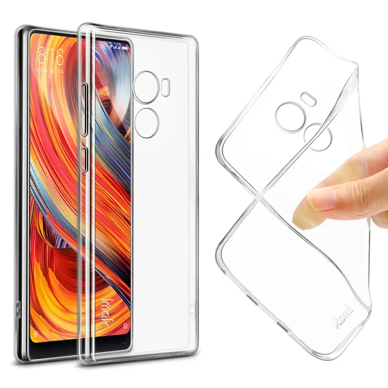 

For Xiaomi Mi MIX 2 MIX2 Case with Screen Protector IMAK Soft TPU Clear Cases Transparent Slim Phone shell silicone Back Cover