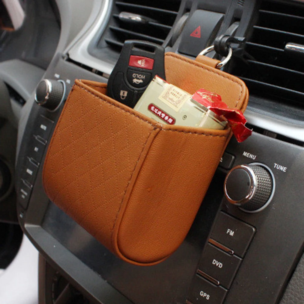 

Car Air Vent Storage Bag Universal Leather Auto Outlet Cellphone Holder Organizer Case