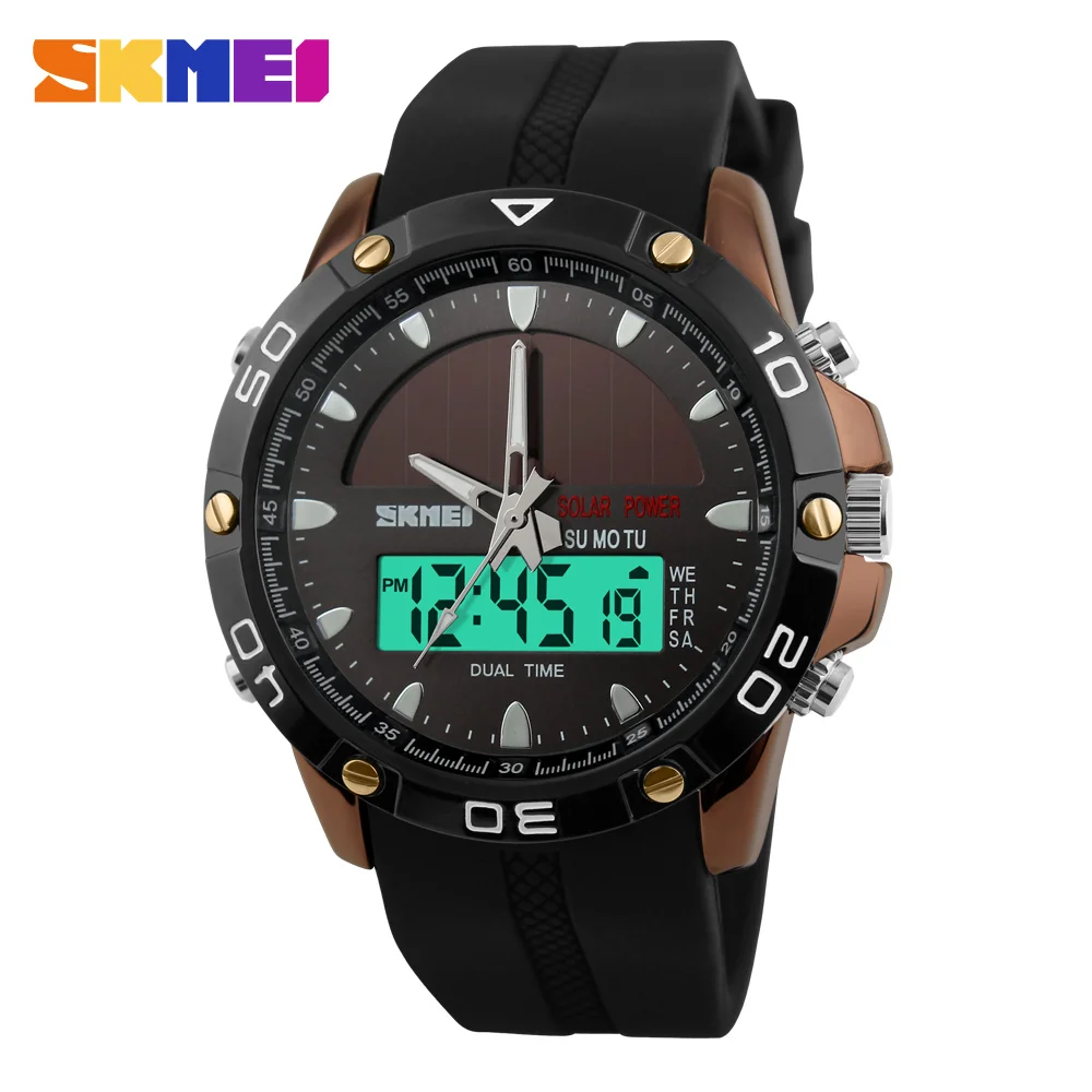 

Men's Solar Watch SKMEI Brand Men Sports Watches Outdoor Military Casual Watch Solar Power LED Digital Quartz Watch Dual Time