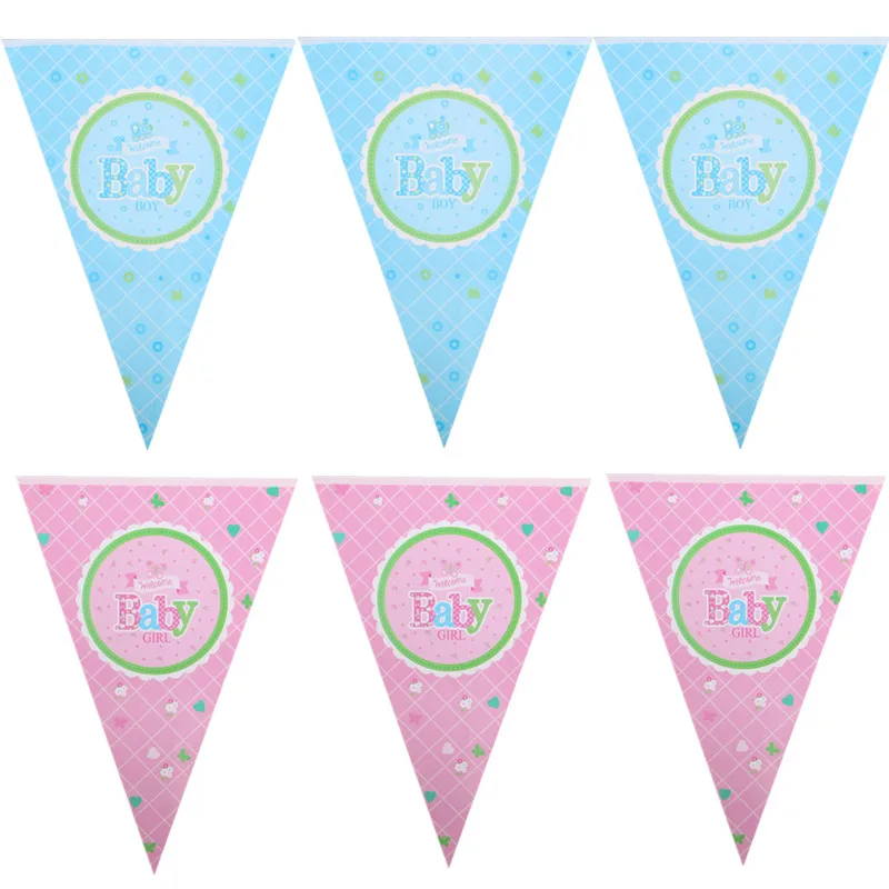 Welcome Baby Boy Pulling Flag Banners Welcome Baby Girl Hanging Flags Blue Pink For Little Baby Girl Boy