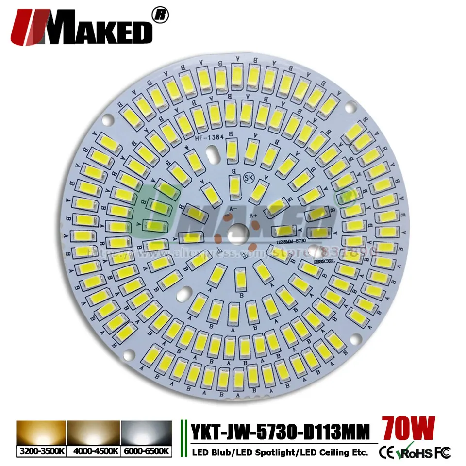 

UMAKED 70W 113mm LED PCB SMD5730 ChipLED Source Aluminum Lamp plate Warm/Natural/White DIY Ceiling Lamp Bulb Bay light Spotlight