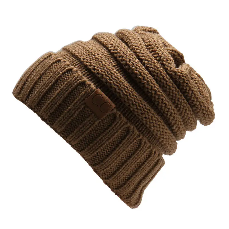

New Arrival Winter Warm Women Solid Crochet Chucky Stretch Cable Knit Slouch Beanie Skullies Plain Wool Cap Femme Ski Hat