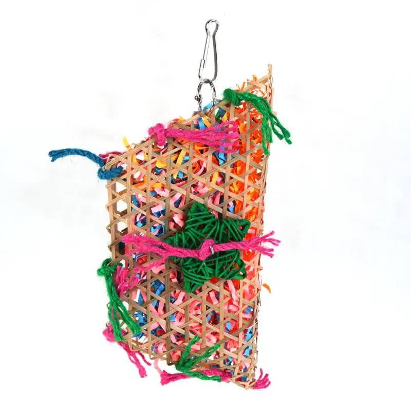 Bird Toys Colorful Bamboo Weave Wooden Swing Parrot Toys Climbing and Biting Bird Cage Accessories parrot toy,bird toy,bird cage accessories,bird swing toy