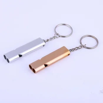 

120db Double Pipe High Decibel Whistle Stainless Steel Outdoor Emergency Survival Whistle Keychain Camping HIking Keychain Whist