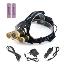 2016 New 10000 Lumen 3XT6 LED Headlamp 4 Modes Head Light Lamp LED Headlight+2X18650 Batteries Car EU/US/AU/UK Charger+1XUSB