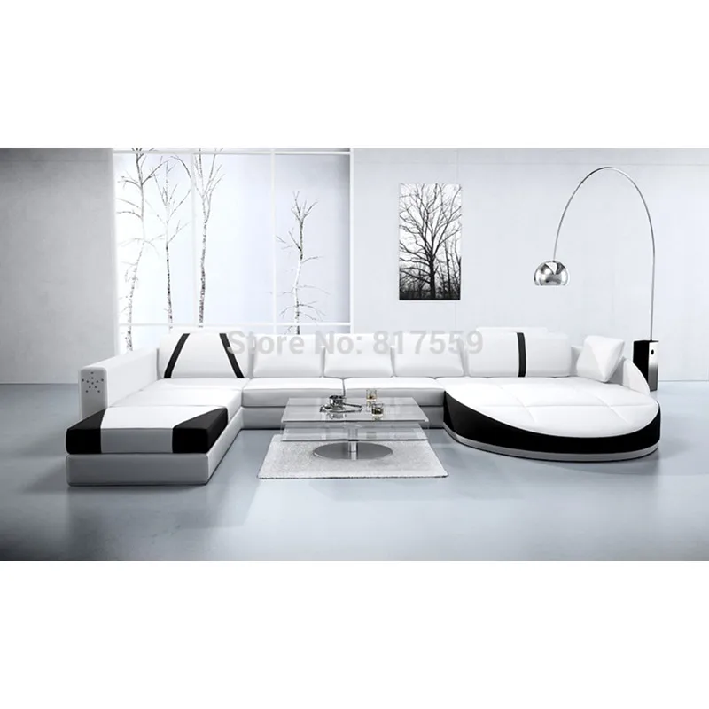 Белый и черный кожаный диван для гостиной|room sofa|living room sofasofa sofa |
