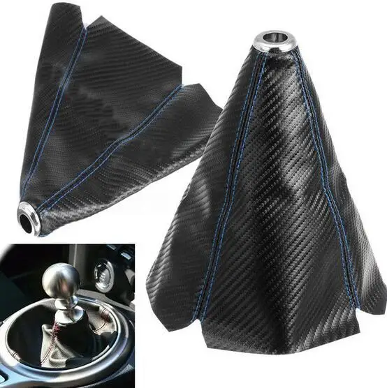 1x Universal Carbon Fiber Manual Gear Shift Knob Boot Cover Gaiter Fit