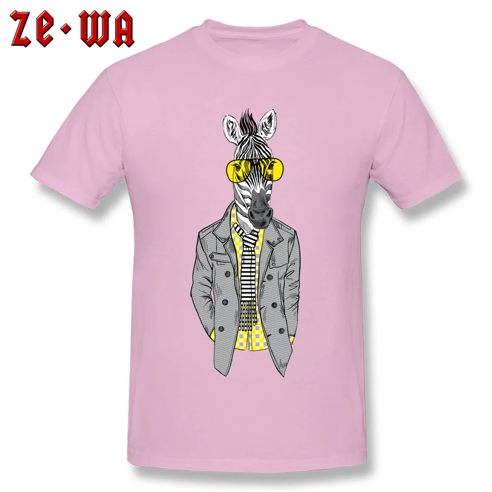 Short Sleeve Tops Shirts Crewneck 100% Cotton Fabric Mens T-shirts horse fashion zebra825y Cool Tshirts Discount horse fashion zebra825y pink