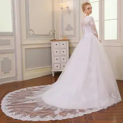 QQ Lover длинный рукав Милая длинным шлейфом Свадебное платье Свадебные платья