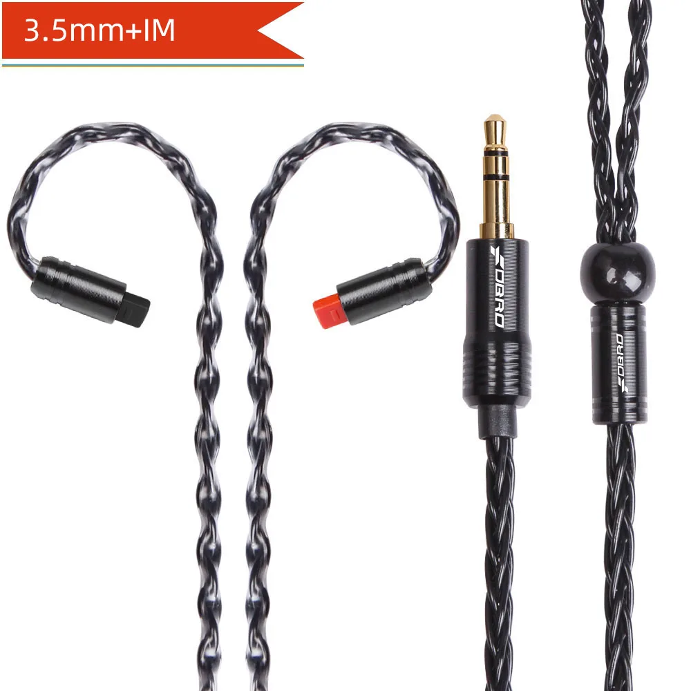 FDBRO 8core MMCX 2Pin 0,78 мм A2DC посеребренный кабель для наушников 2,5/3,5/4,4 мм наушники с уравновешенным якорем аудио разъем кабеля для SE315 SE425 - Цвет: black 3.5mm IM