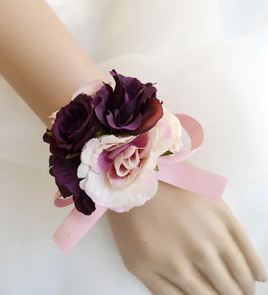 

Many Color Bride Bridesmaid Hand Wrist Flower Wedding Flower Girl Bracelet Bridal Wristband Corsage Accessories Supplies
