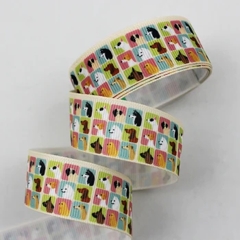 

9mm/16mm/22mm/25mm/38mm/75mm hound print grosgrain ribbon 10/25/50yards DIY gift wrap sewing wedding decor ribbon