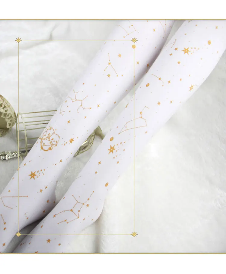 Толстые Лолиты колготки Милые летают в звездную ночь 120D бархатные колготки от Yidhra - Цвет: Белый