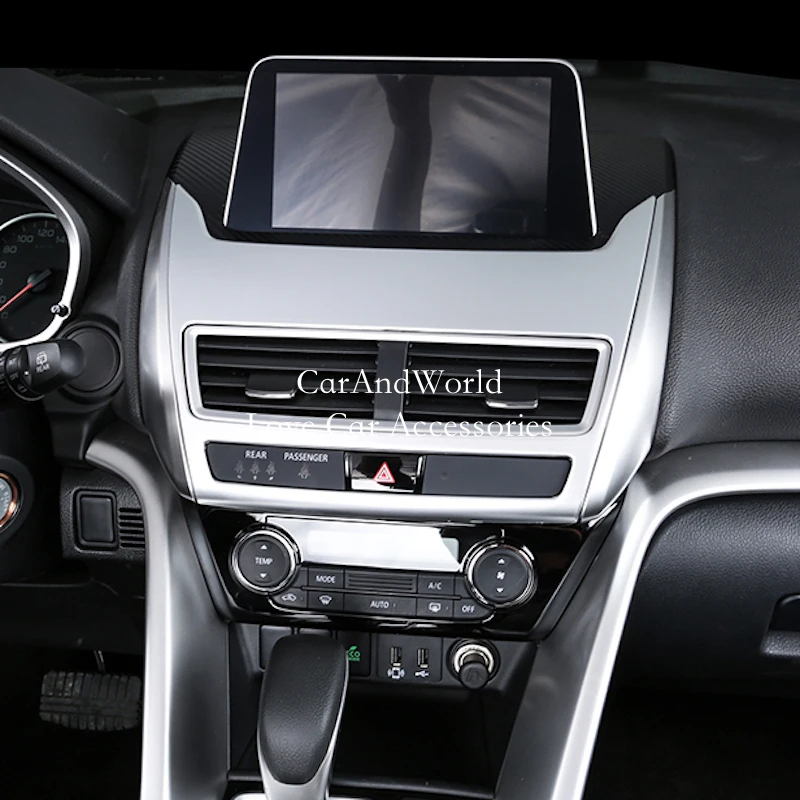 

For Mitsubishi ECLIPSE CROSS 2018 2019 Center Console Air Condition Outlet Vent Cover Trims ABS Chrome Car-Styling Accessories