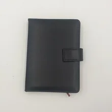 

Deli stationery PU cover 64K pocket size black notebook brown concise notebook notepad diary portable planner