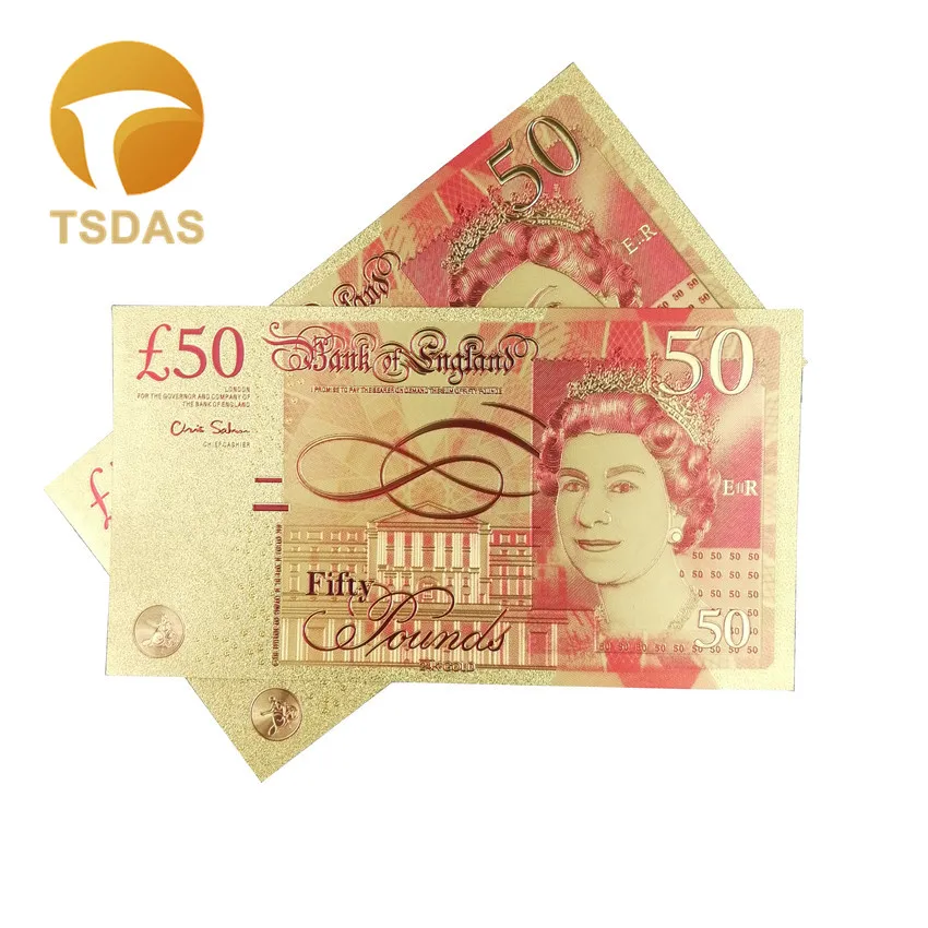 

UK Commemorative Banknote 5-50 Pound 24K Gold Plated Notes for Collection