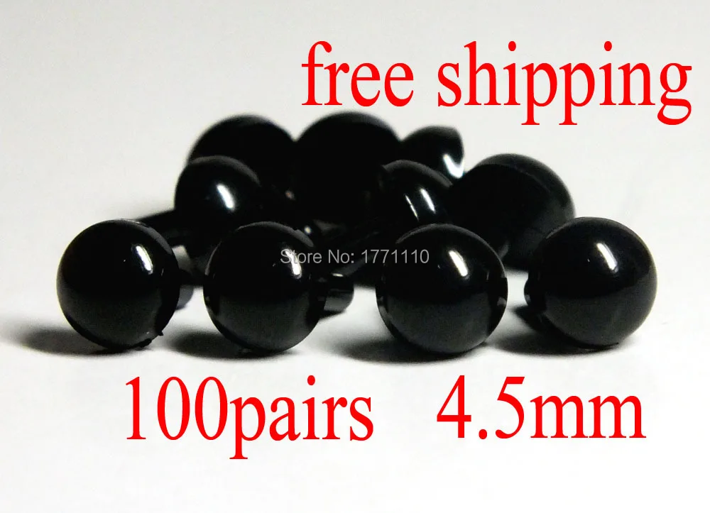 Бесплатная доставка! 4,5 мм черные амигуруми пластиковые глаза безопасности животных глаза -- 100 пар