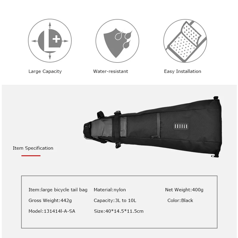 Sahoo 131414L-A-SA 10L Водонепроницаемая велосипедная седельная сумка для седла, седельная Задняя сумка, сумка для хранения MTB