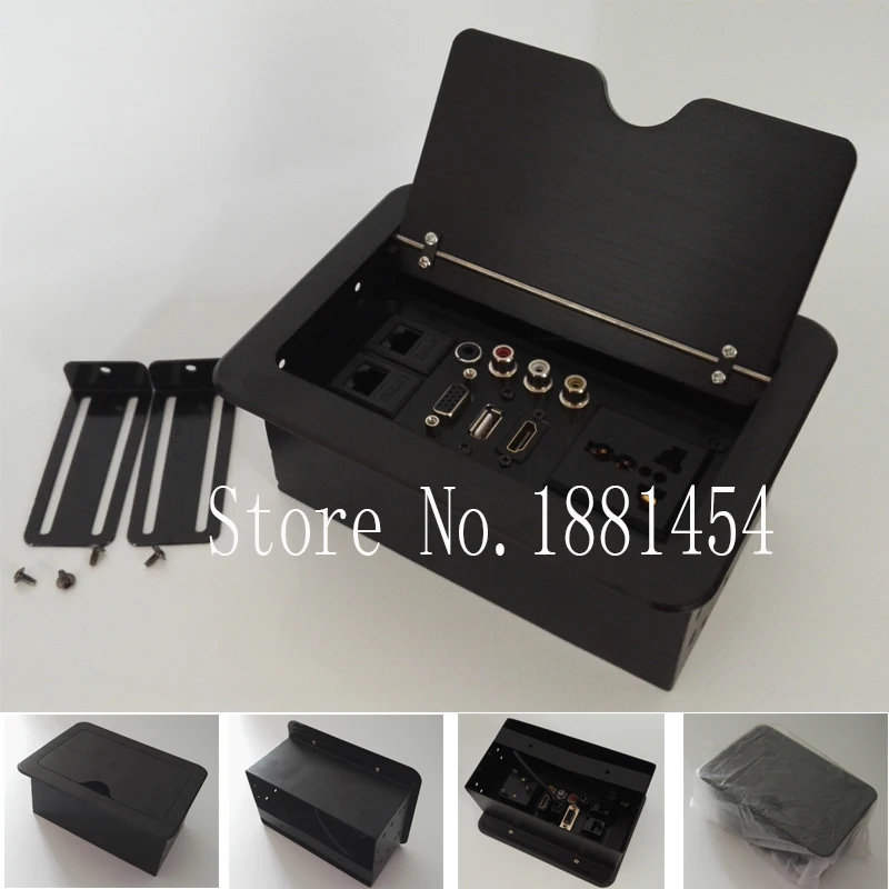 قصيرة فرشاة الملتيميديا منضدية المقبس/منفذ hdmi usb vga الملتيميديا الصوت الشرائح ل نظام المؤتمرات انزلاق المخرج