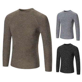 

2018 Spring Autumn Winter Sweater Men Cotton Men Long Sleeve Sweater Simple Knitted Solid Grey Size Xxl Pullover Hombre