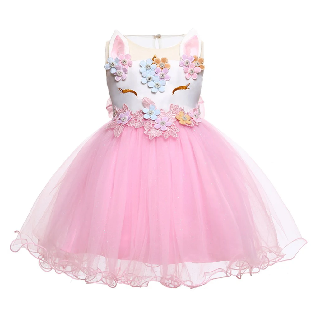 

Unicorn Dress Infant Party Dress For Baby Girl 0 1 2 Years Birthday Dress Kids Christening Dress Newborn Christmas Costume 2018