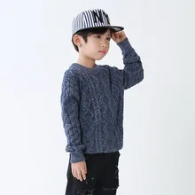 Высококачественные вязаные свитера для мальчиков; повседневные Осенние Теплые плотные топы с круглым вырезом для студентов; красивая детская одежда