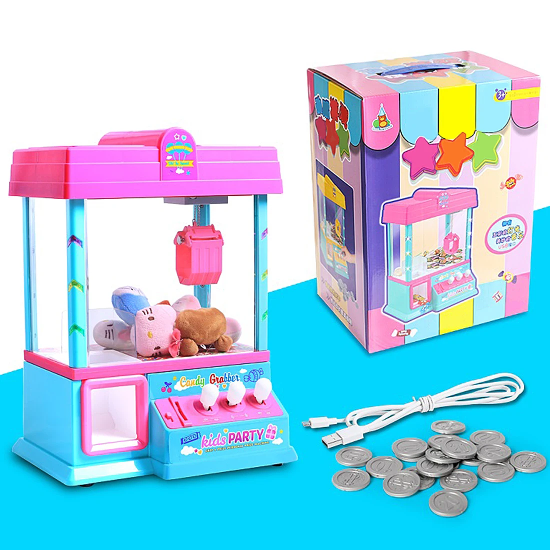 

Big Size Coin Operated High Simulation USB Mini Slot Machine Electronic Claw Toy Machine with Music Light Party Toys