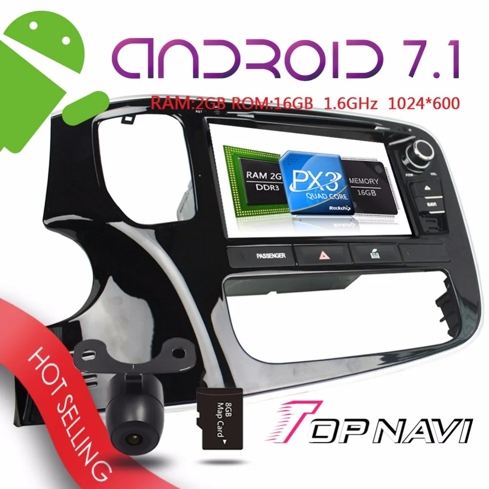 Topnavi 8 ''Android 7.1 Авто Радио тюнер для Mitsubishi Outlander 2015 Автомобильный мультимедийный