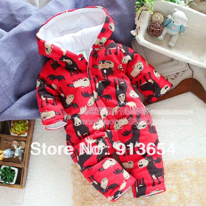 

Free shipping Retail new 2016 autumn Winter romper baby overall baby clothing newborn cotton jumpsuit baby boy warm overalls